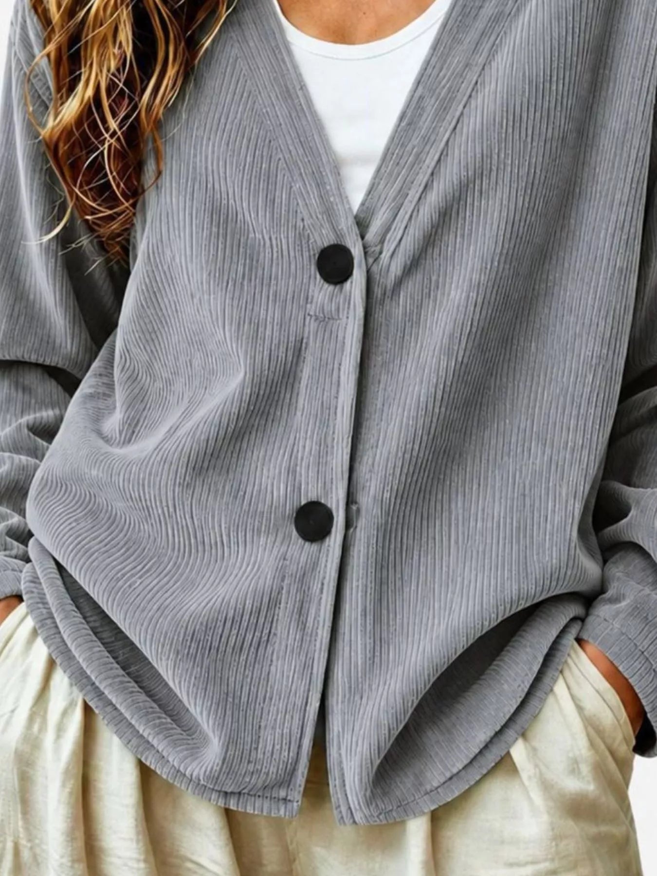 Casual Corduroy Button-Up Cardigan