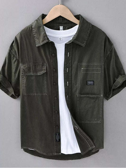 Men's Plus Size Button Up Short Sleeve Shirt