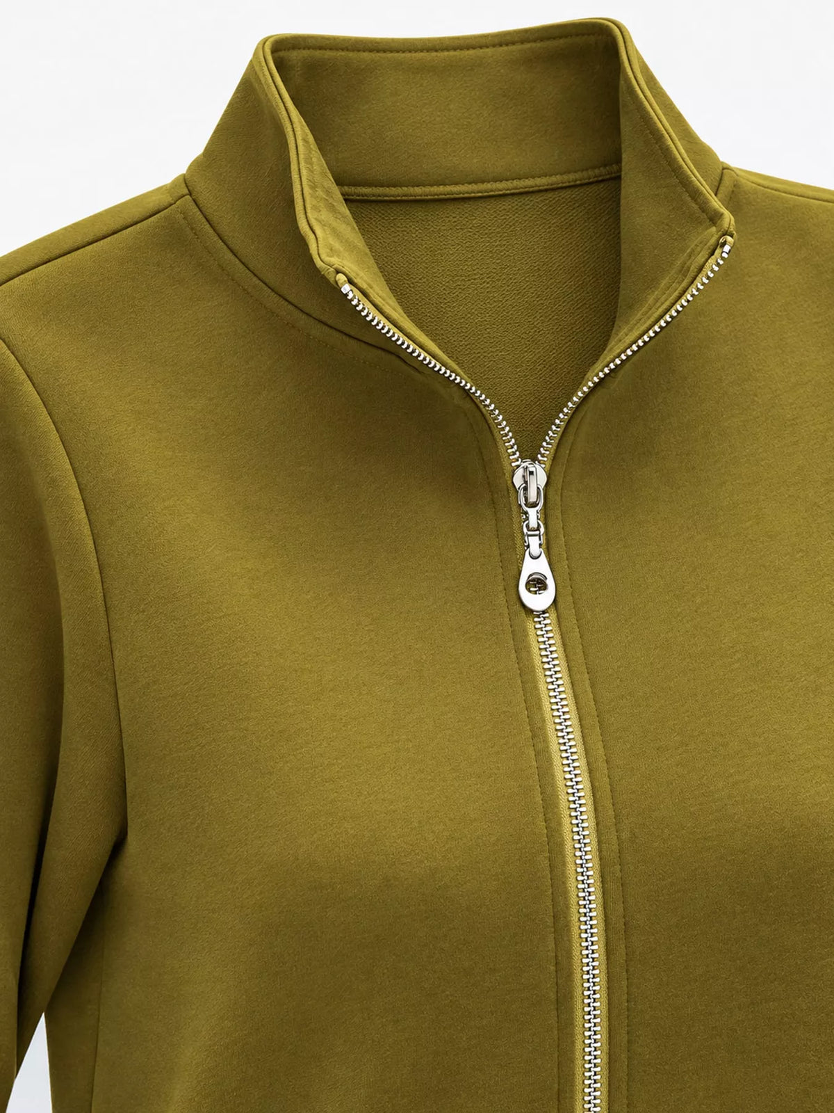 Full Size Stand-Collar Zip-Up Sweatshirt Plus Size