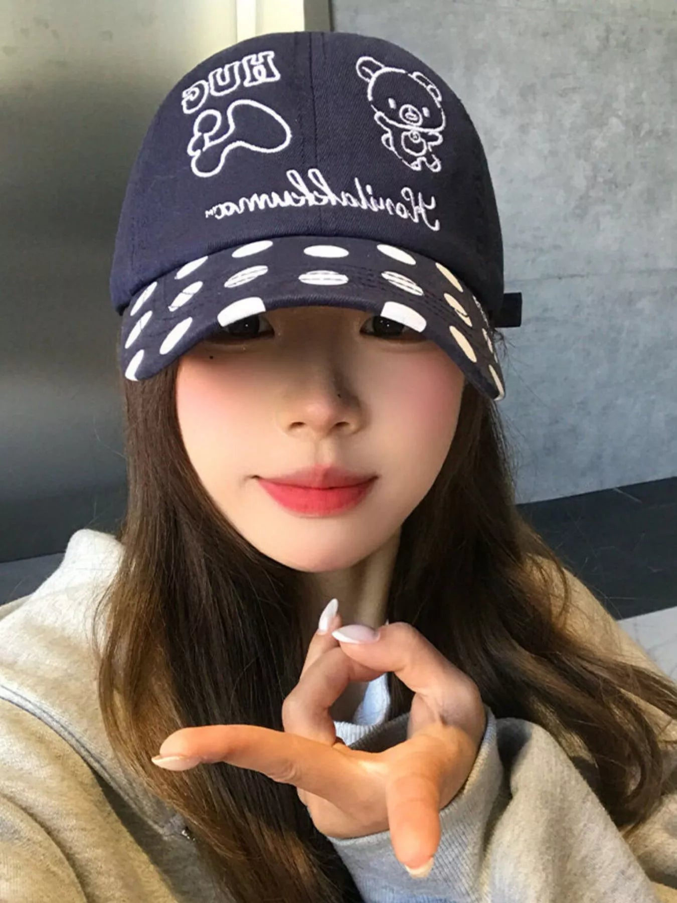Polka Dot Embroidered Baseball Cap
