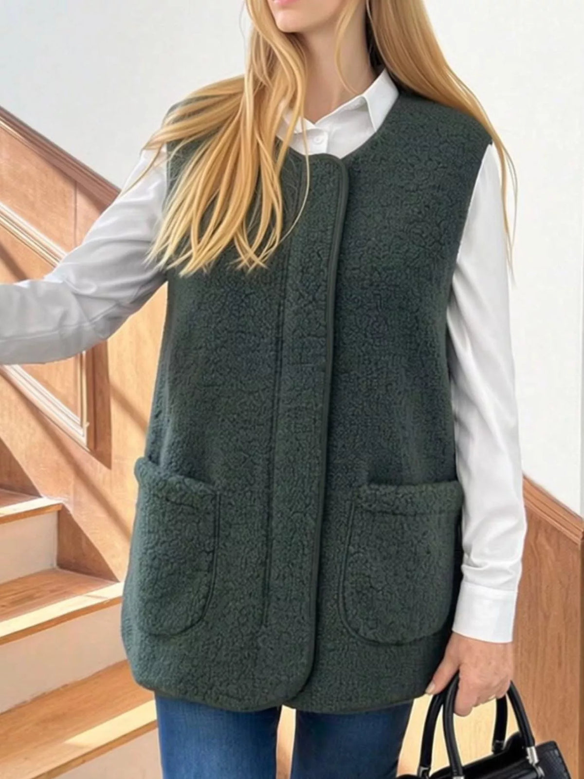 Sherpa Sleeveless Vest Coat
