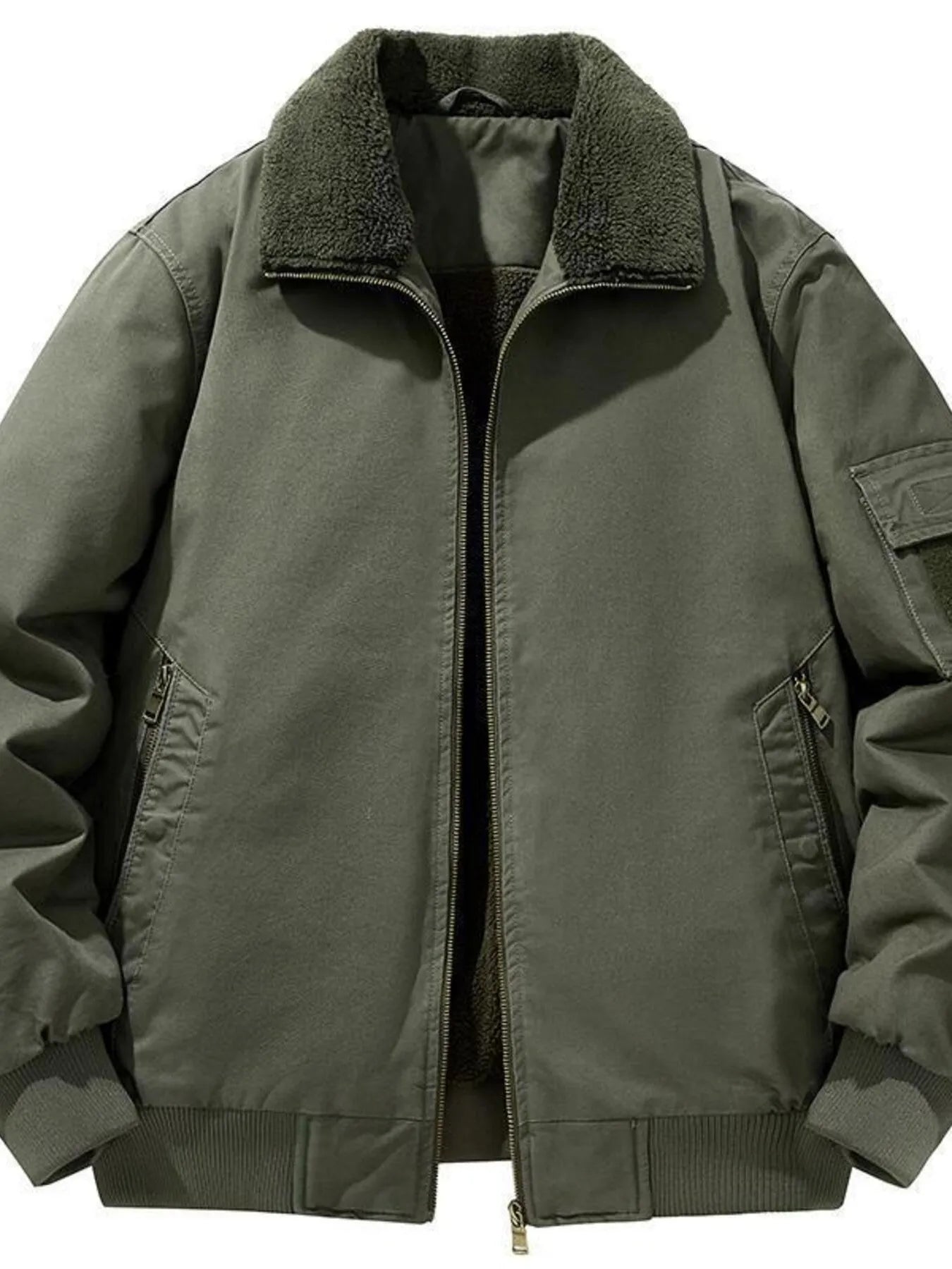 Men's Plus Size Zip Up Long Sleeve Sherpa Jacket