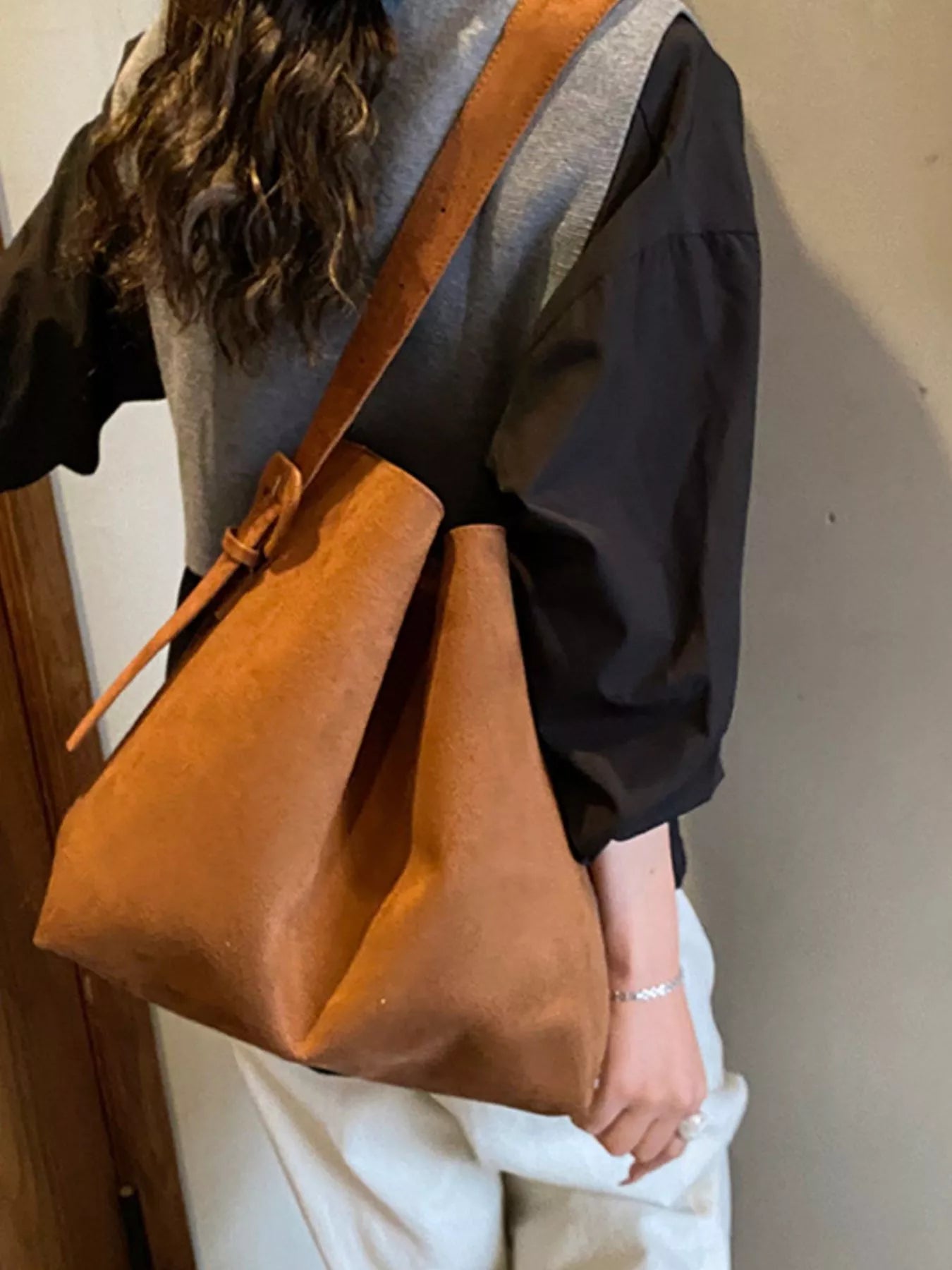 Buckle Adjustable Strap Tote Bag