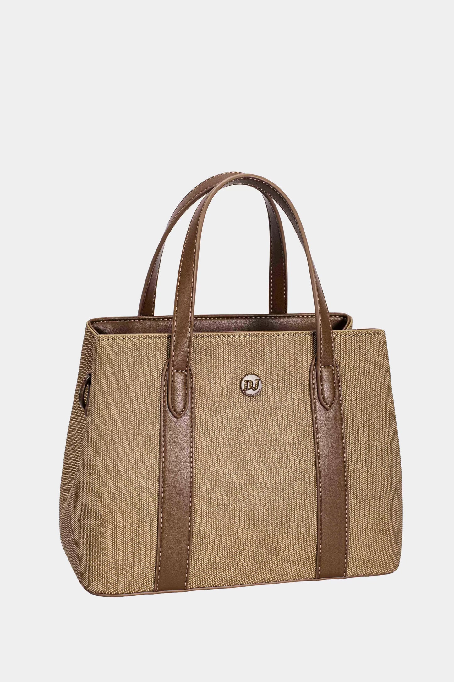 David Jones Canvas Handbag with Leather Trim