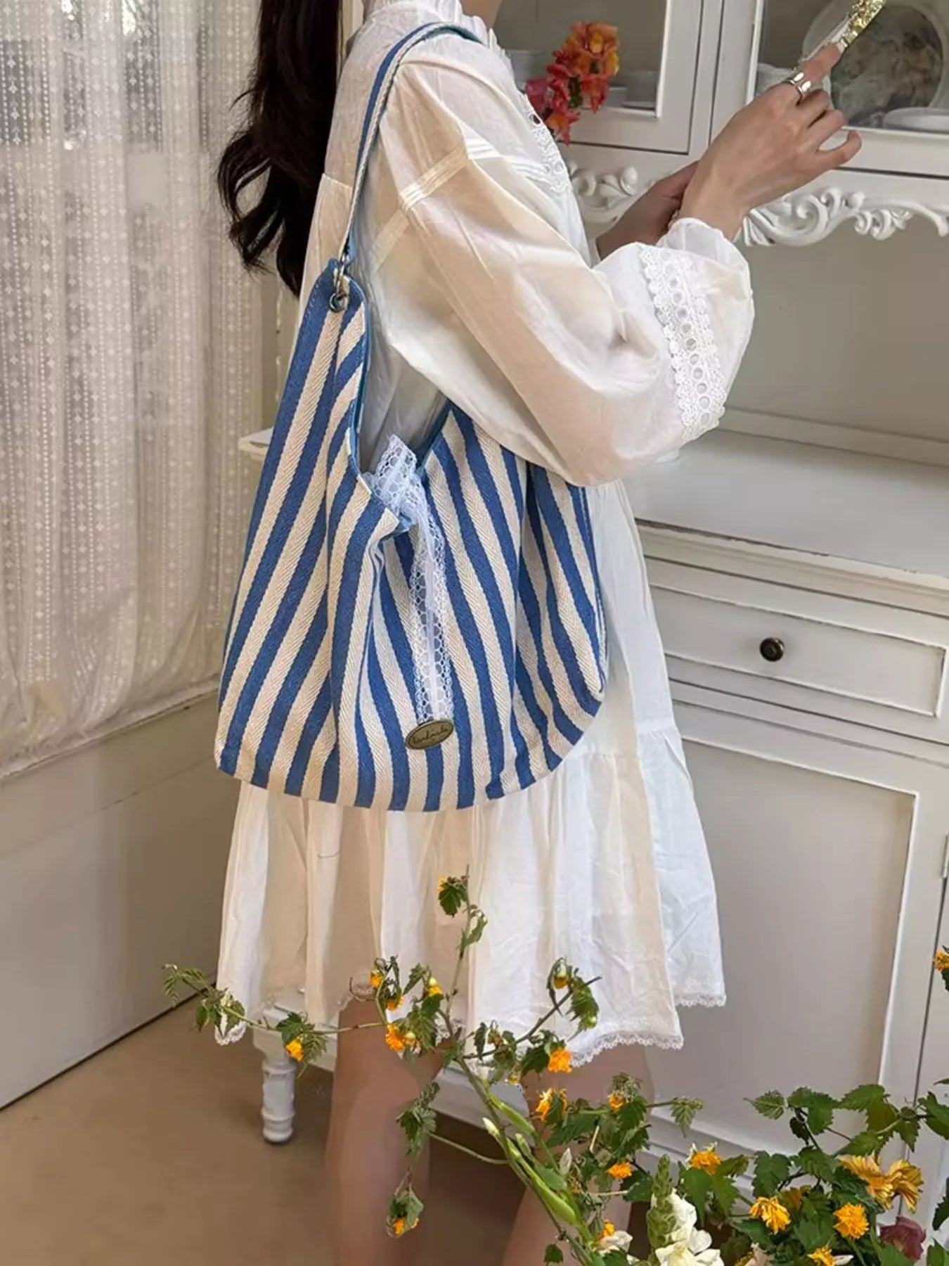 Striped Canvas Tote Bag