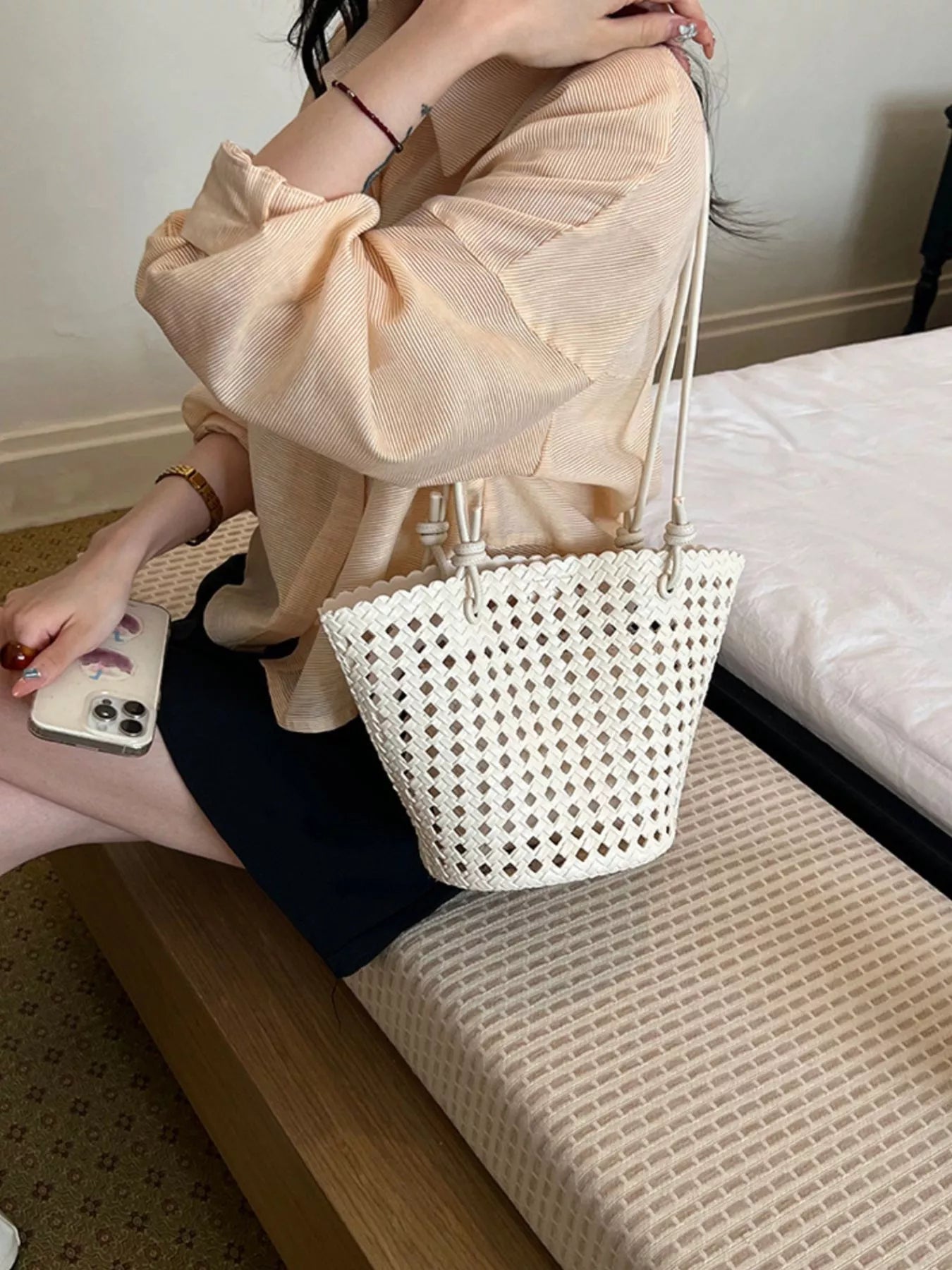 Woven Leather Shoulder Bag