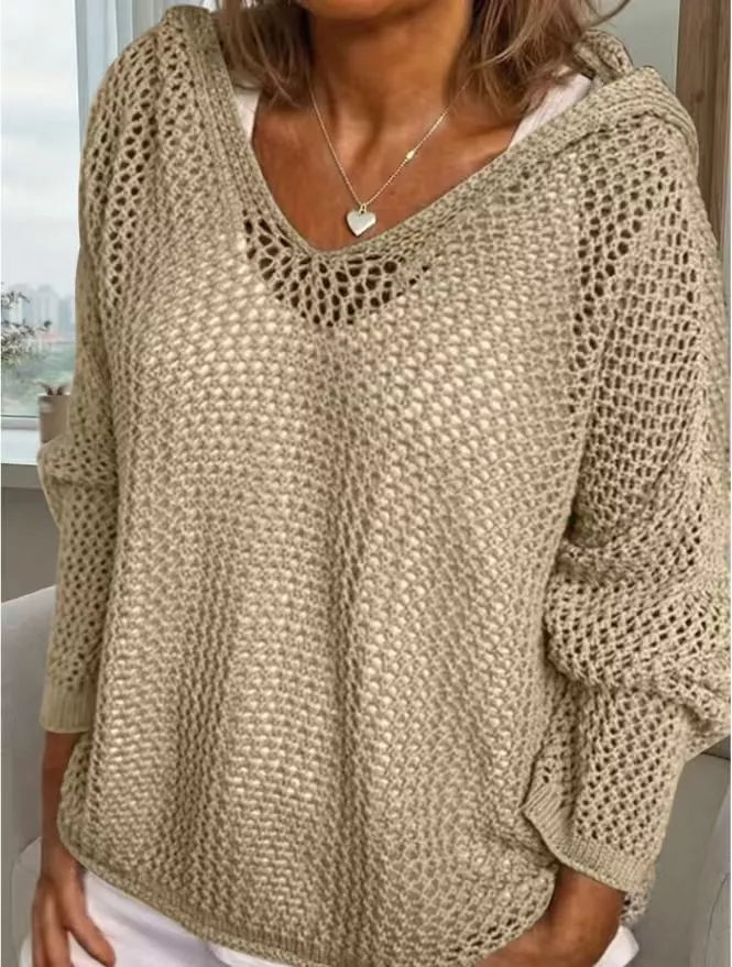 Loose Knit Hooded Cover Up