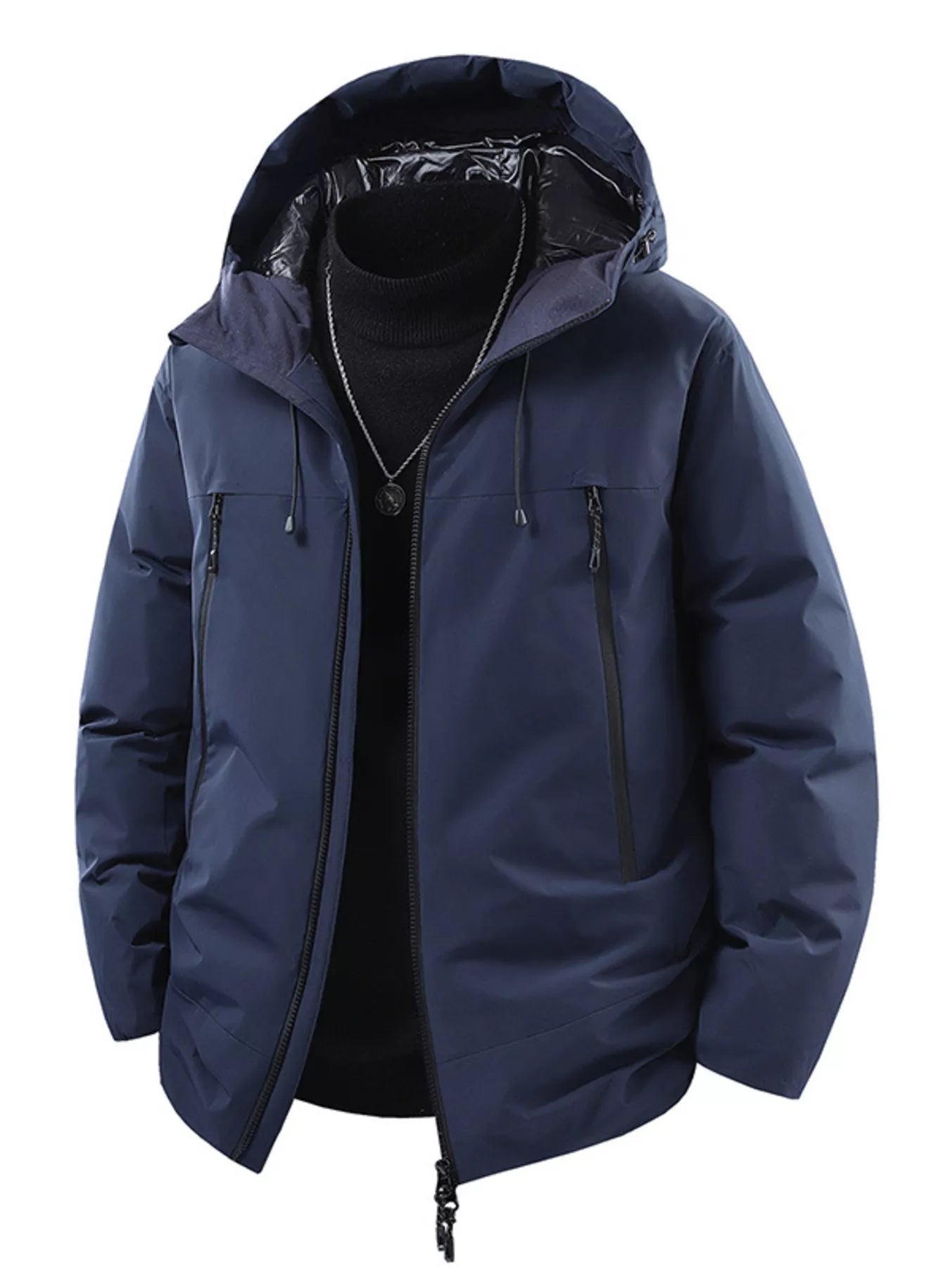 Men's Plus Size Zip Up Hooded Puffer Jacket
