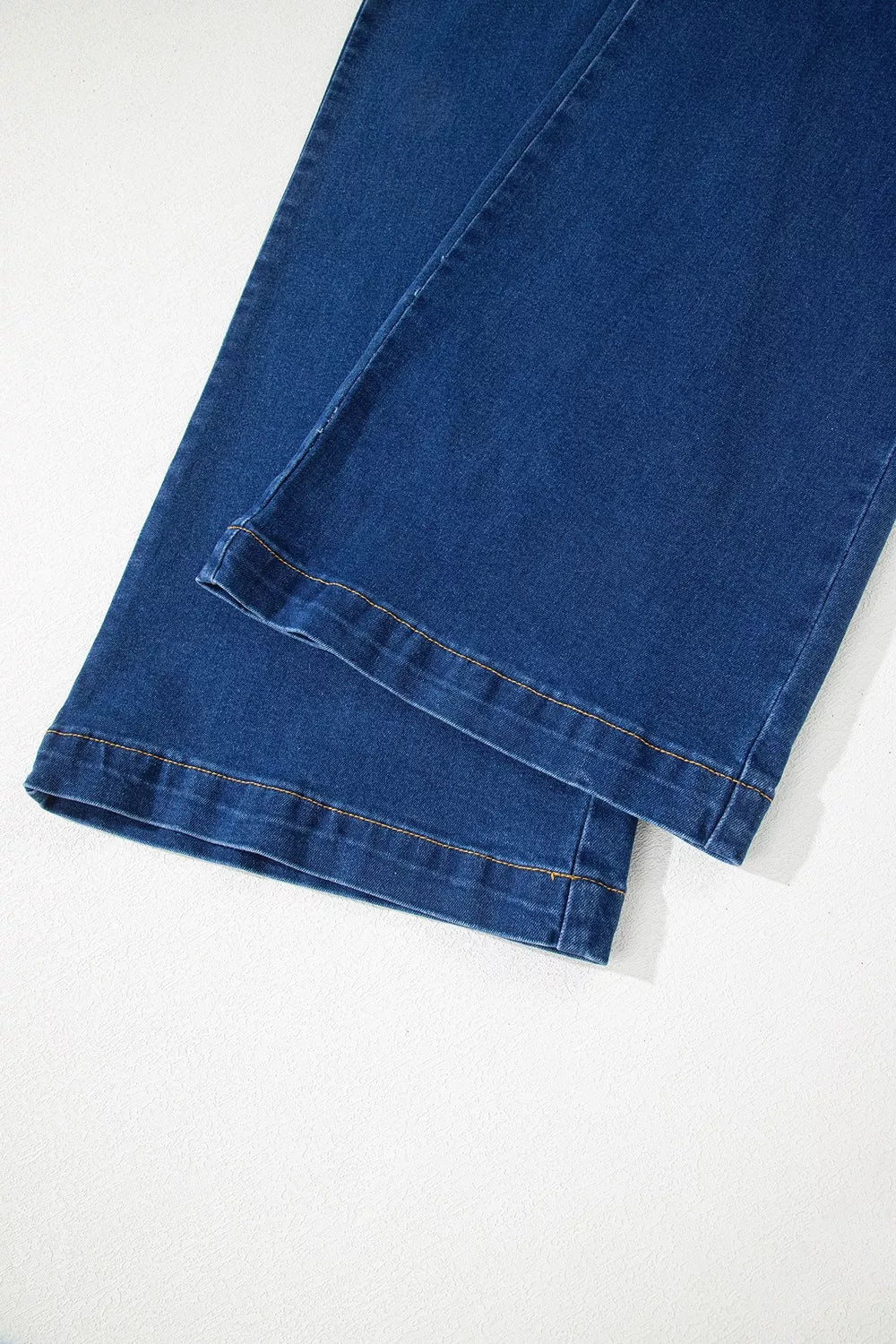Hardware Decor Patched Pockets Wide Leg Jeans