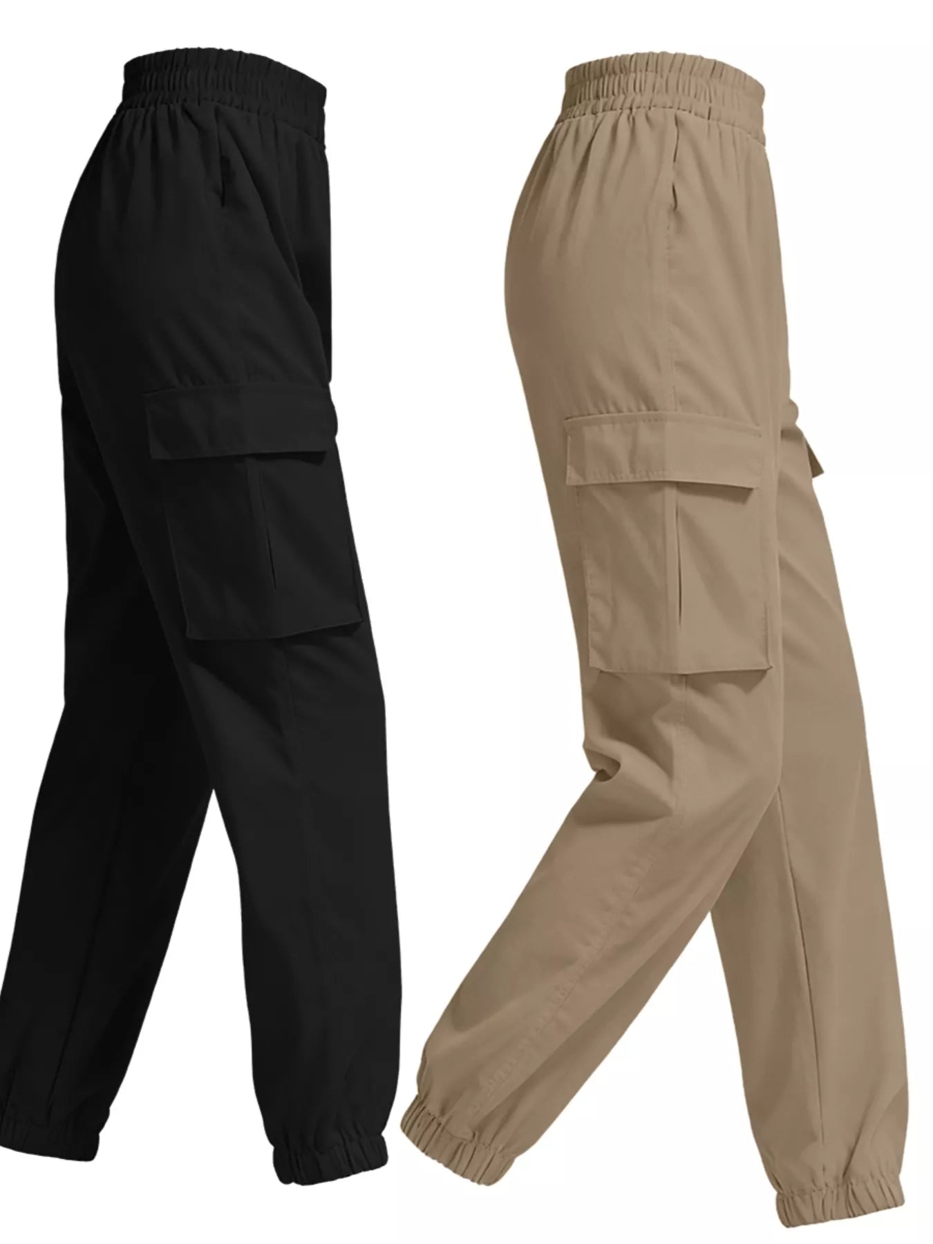 2 Piece Elastic Waist Cargo Pants