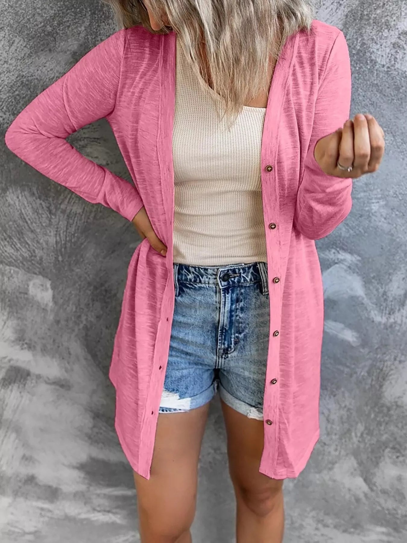 Full Size Lightweight Button-Up Cardigan Plus Size