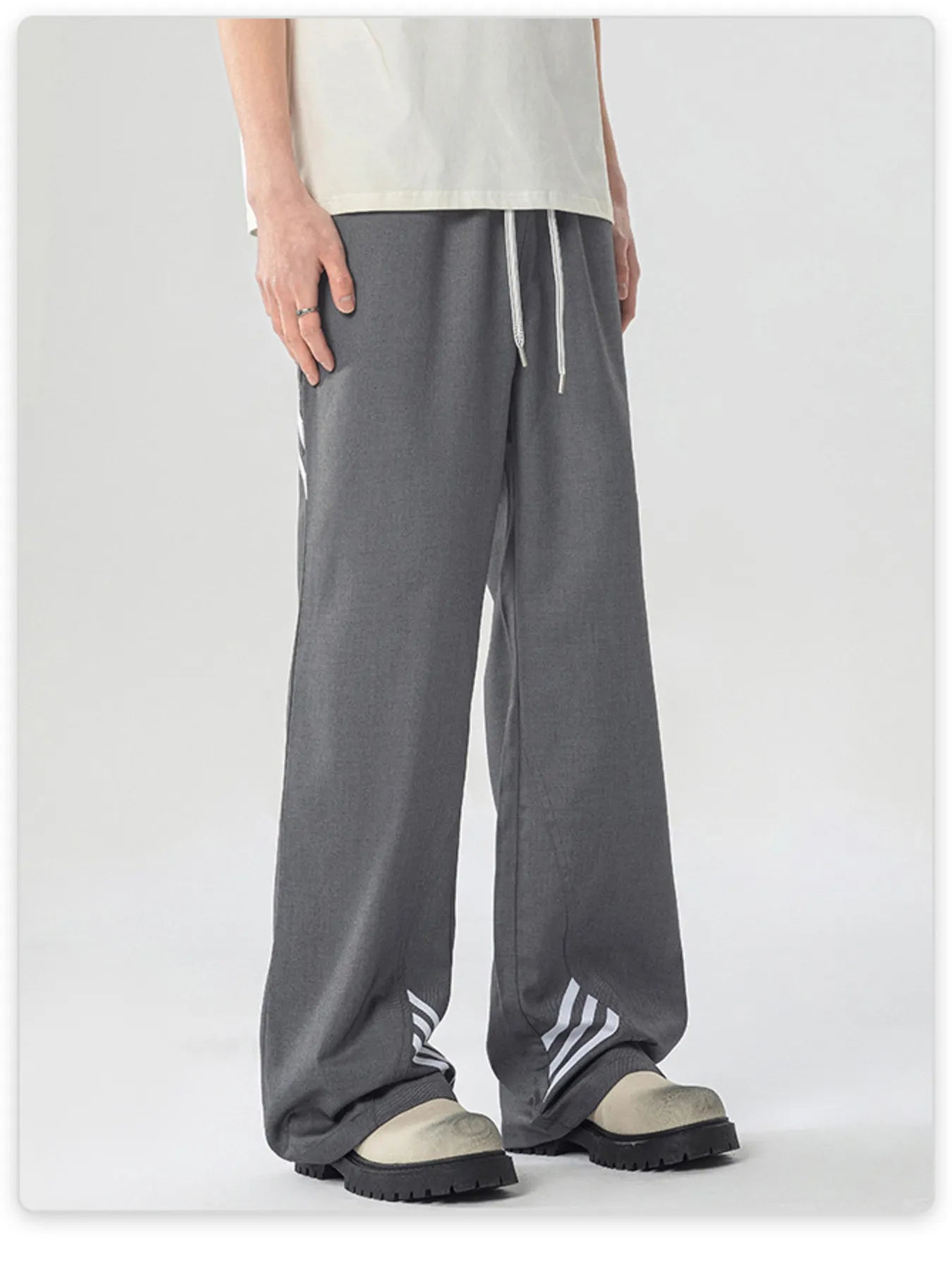 Men's Full Size Wide Leg Striped Casual Pants Plus Size