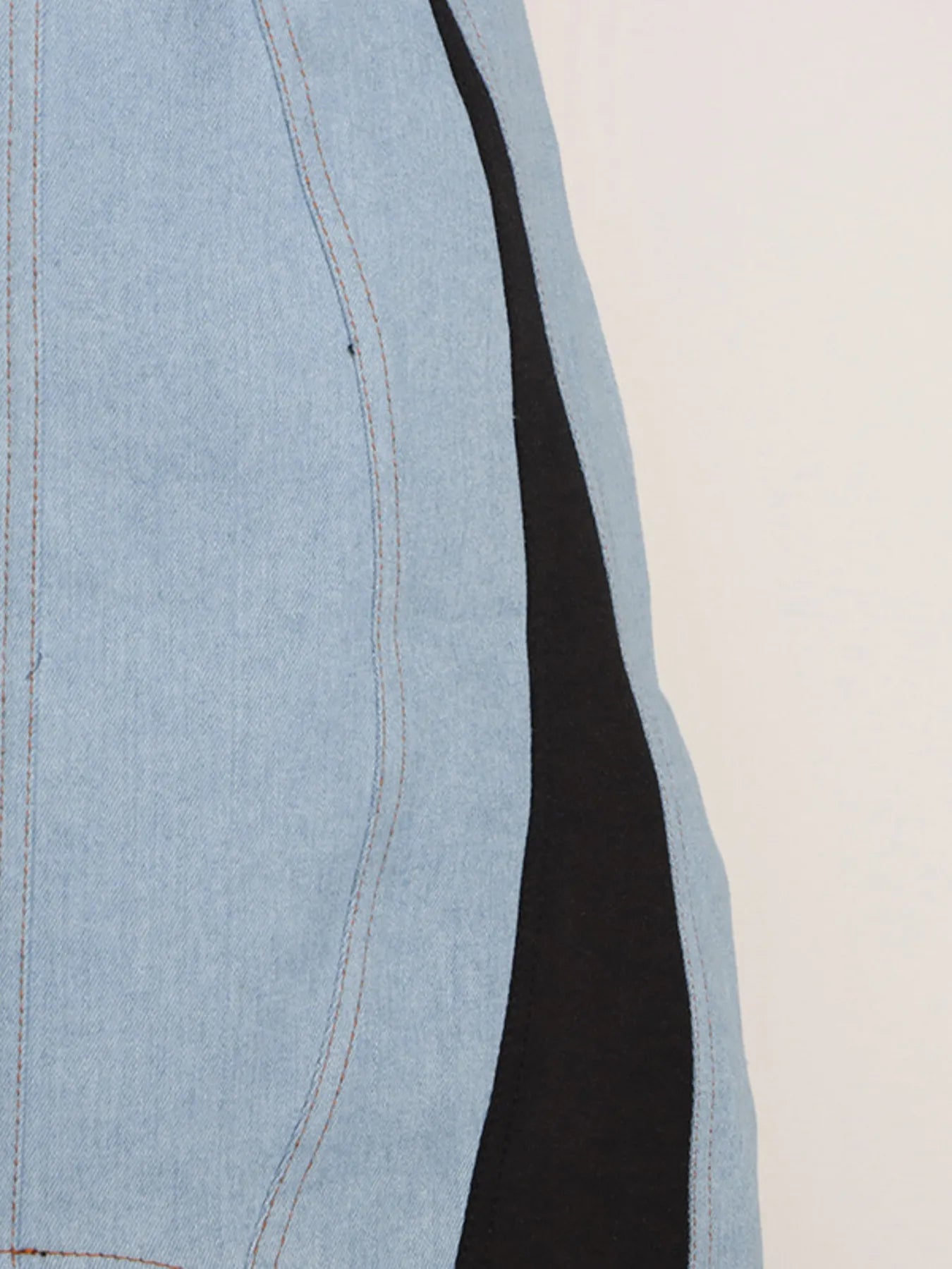 Contrast Adjustable Strap Denim Dress