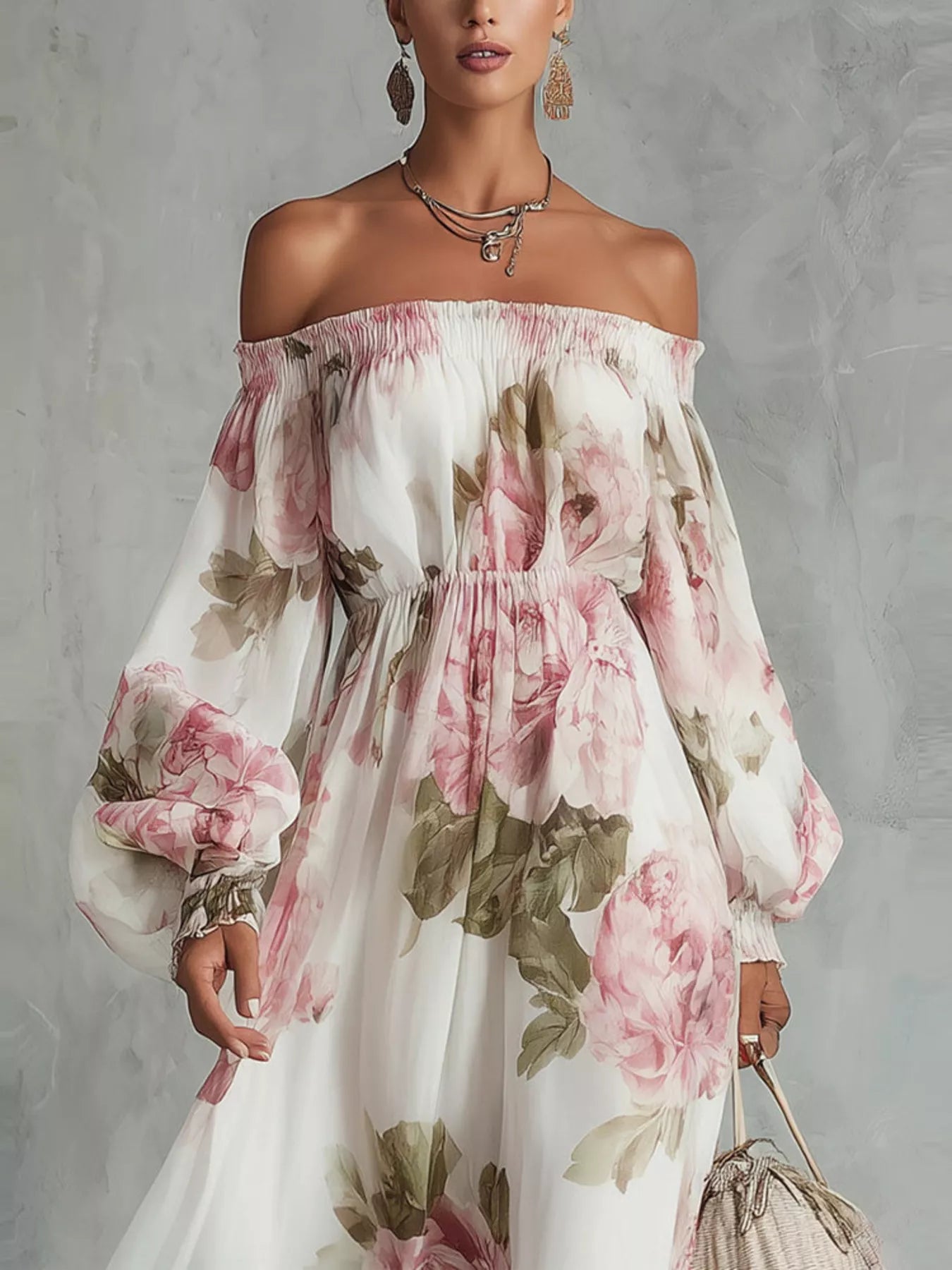 Floral Off Shoulder Maxi Dress