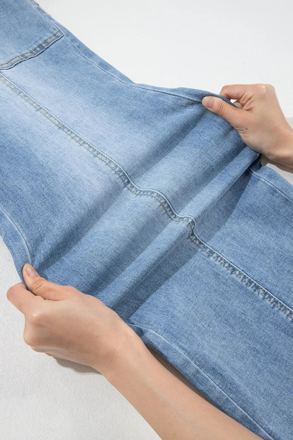 Drawstring Waist Wide Leg Ankle Length Jeans