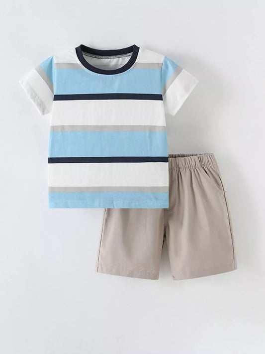 Children's Striped T-Shirt & Shorts Casual Set