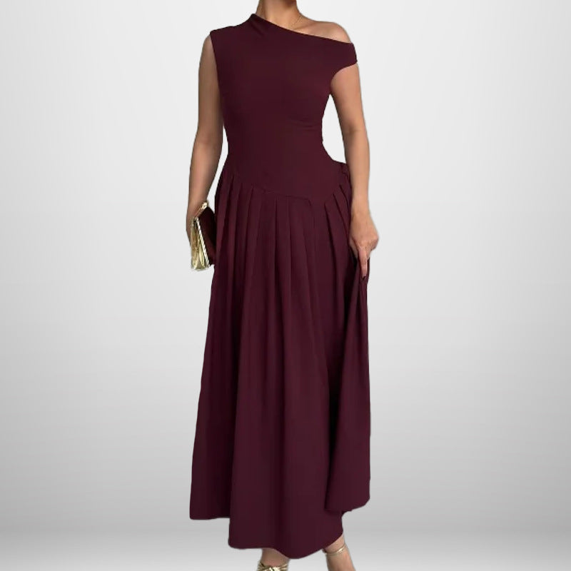 Women's High Waisted Solid Color Dress