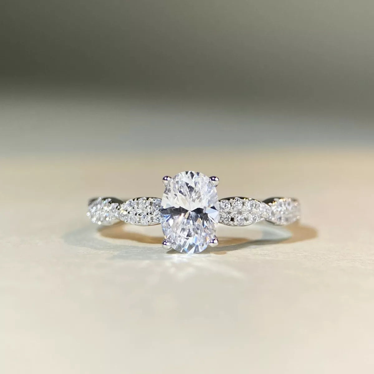 Cultivating High-Carbon Diamond 925 Sterling Silver Oval Ring