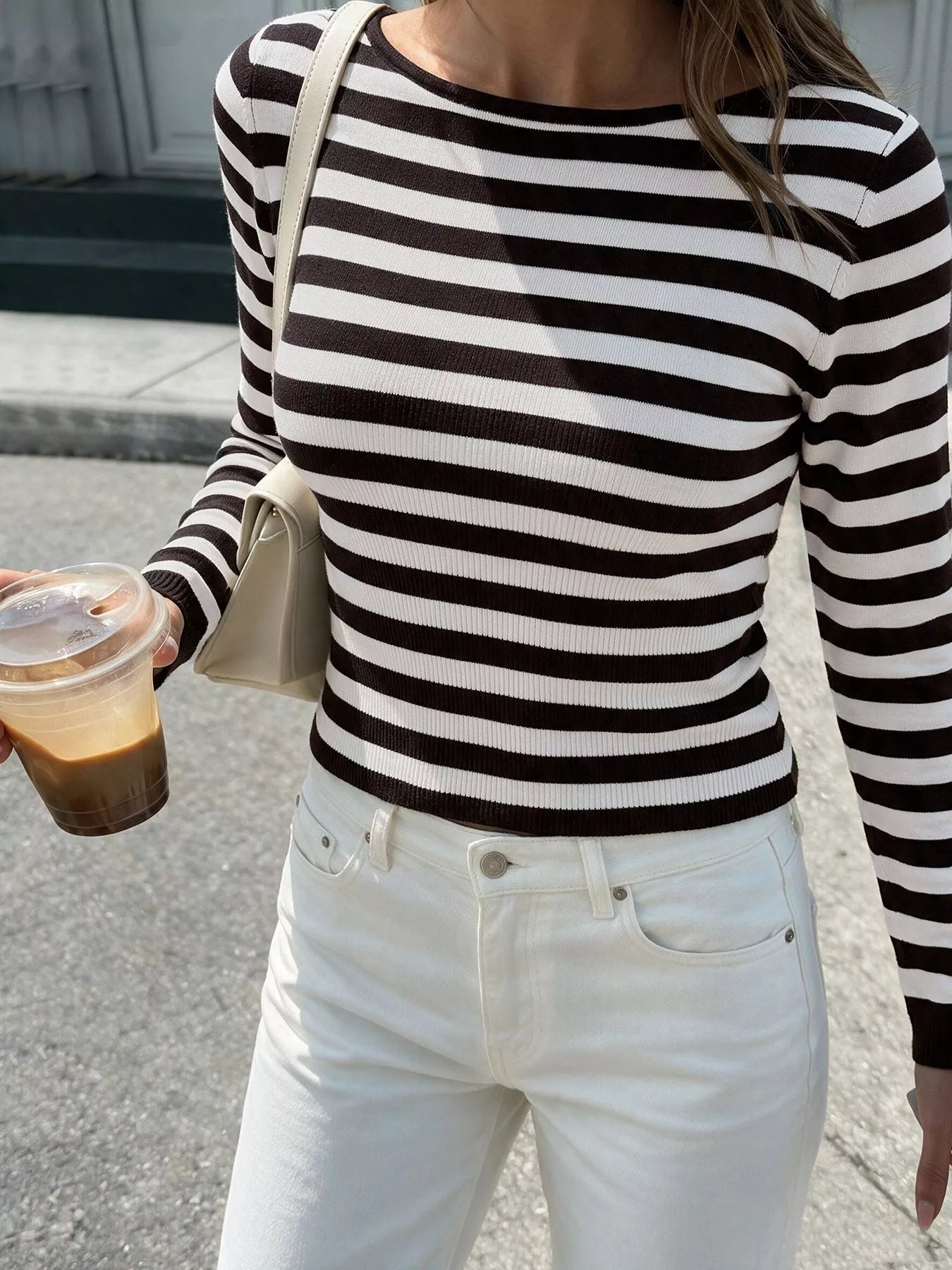 Striped Long Sleeve Knit Top