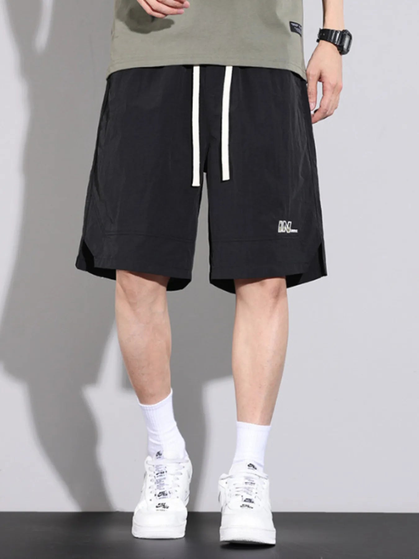 Men's Plus Size Drawstring Basketball Shorts with Side Pockets