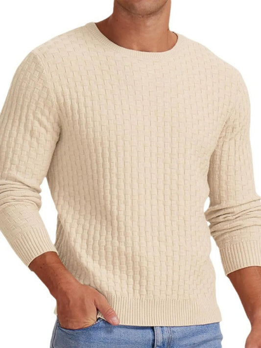 Men's Full Size Ribbed Hem Round Neck Sweater Plus Size