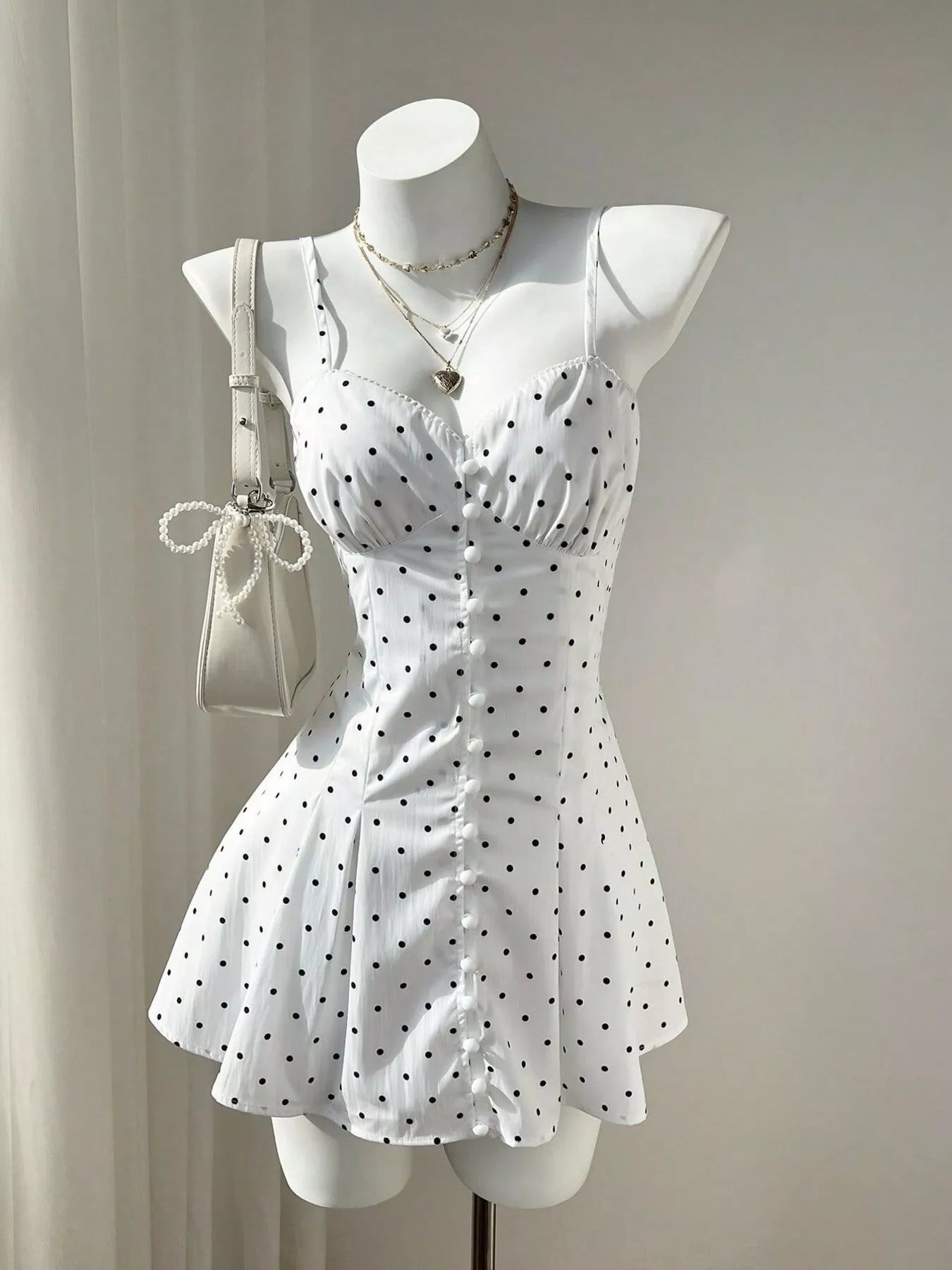 Polka Dot Spaghetti Strap Mini Dress