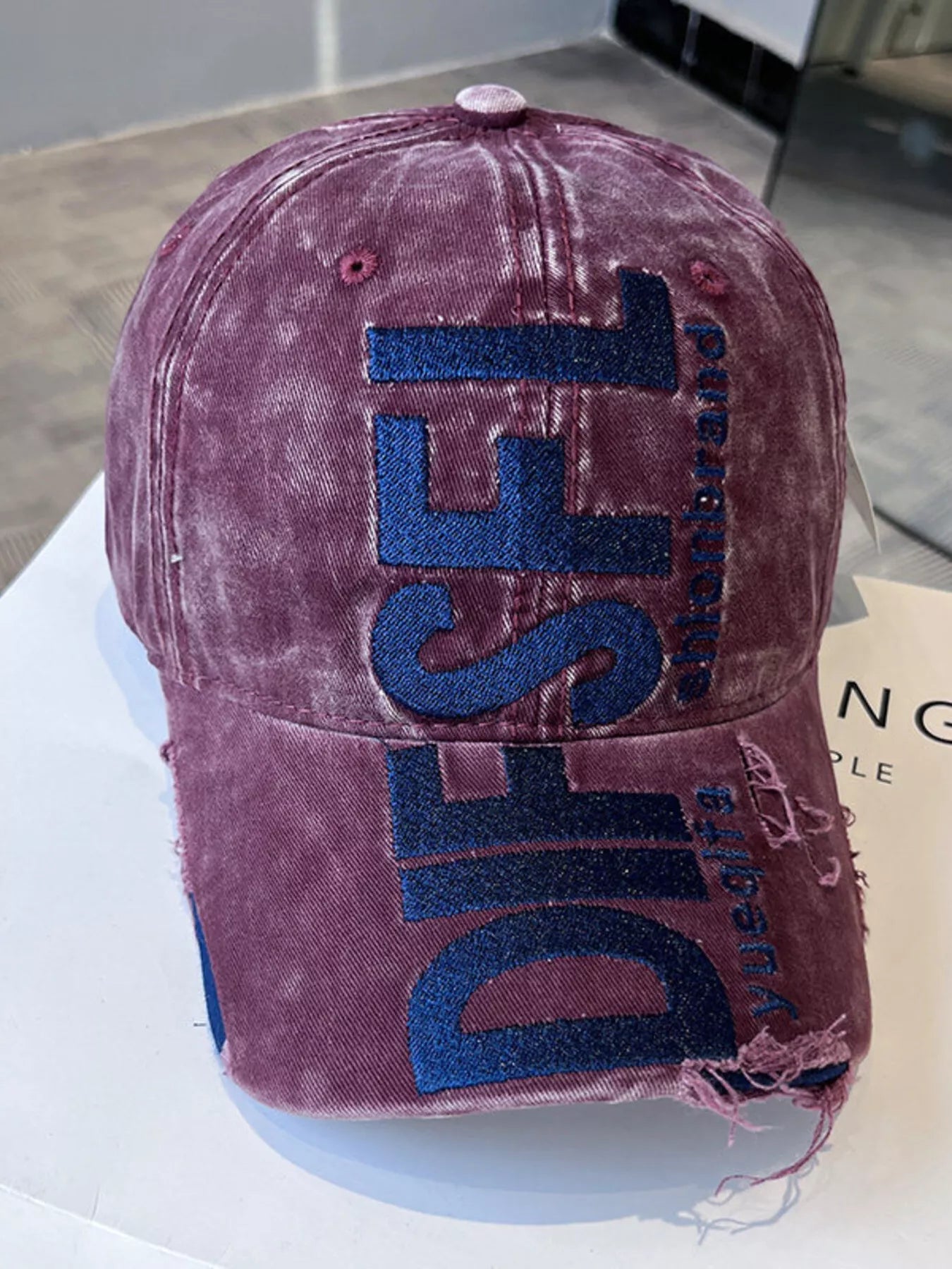 Distressed Embroidered Baseball Cap