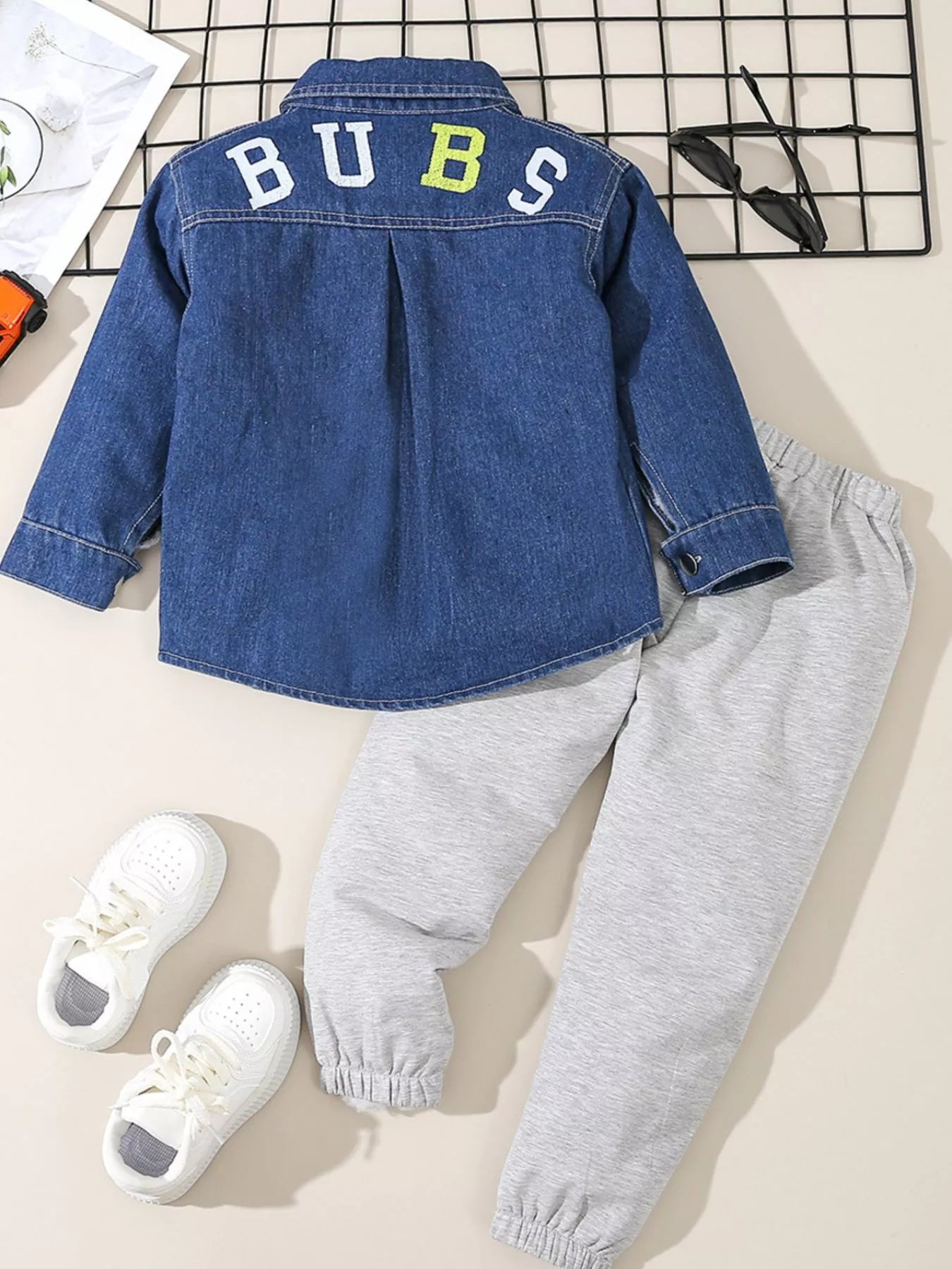 Children's Denim Shirt and Drawstring Joggers Set