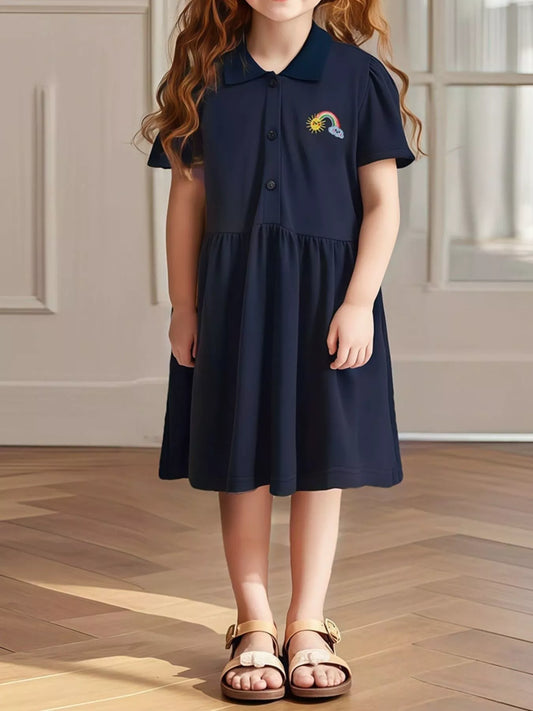 Children's Embroidered Rainbow Polo Dress