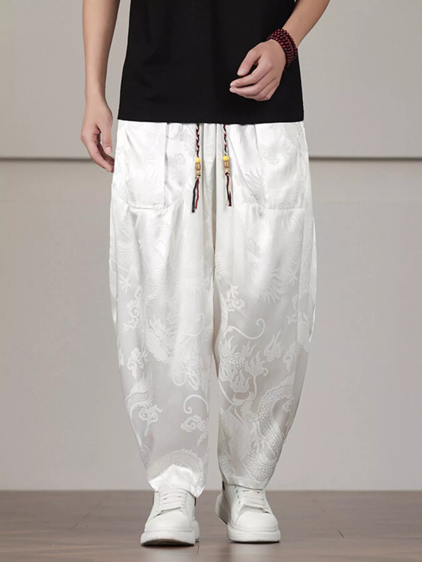 Men's Plus Size Dragon Pattern Harem Pants