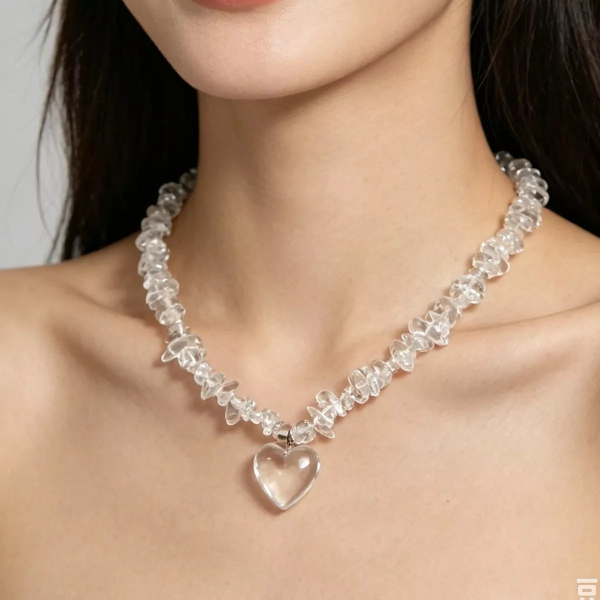 Clear Crystal Heart Pendant Necklace