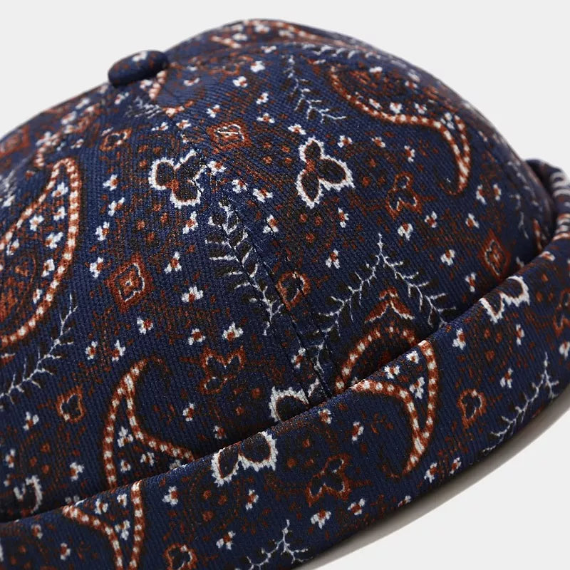 Vintage Paisley Print Brimless Hat