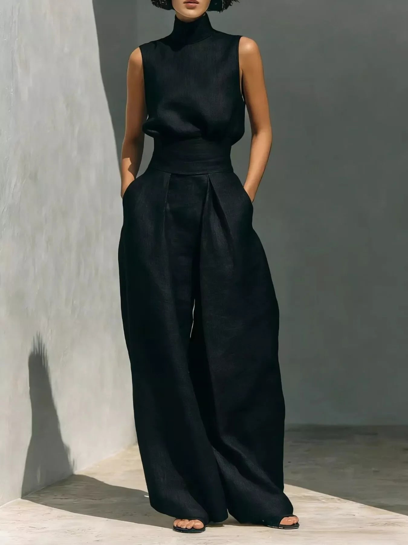 Full Size Sleeveless Wide-Leg Jumpsuit with Smocked Waist Plus Size