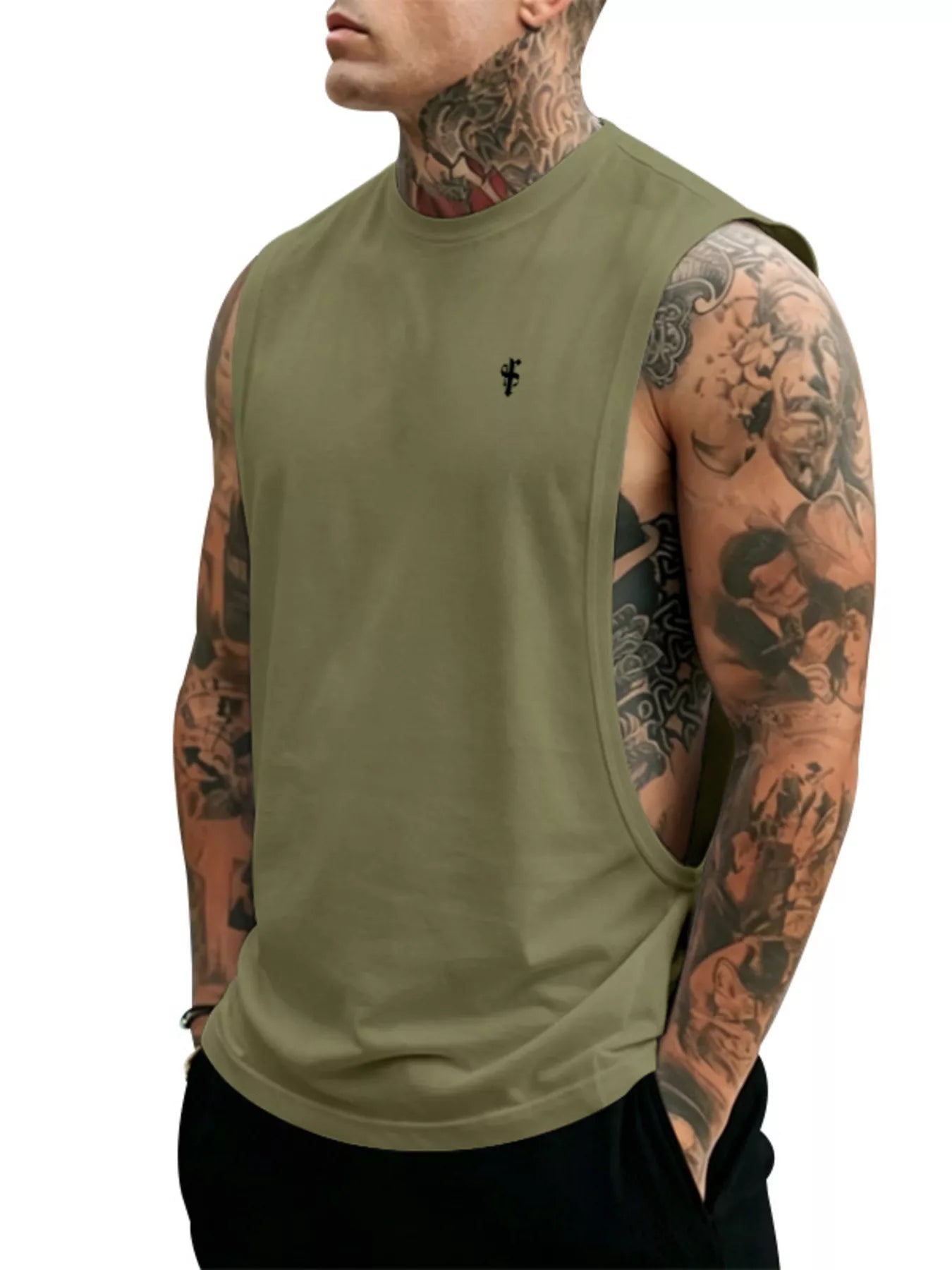 Men's Full Size Round Neck Tank Top Plus Size