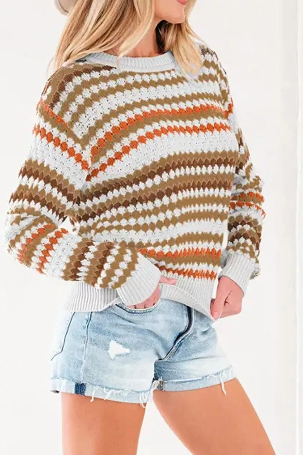 Striped Geometric Pattern Sweater