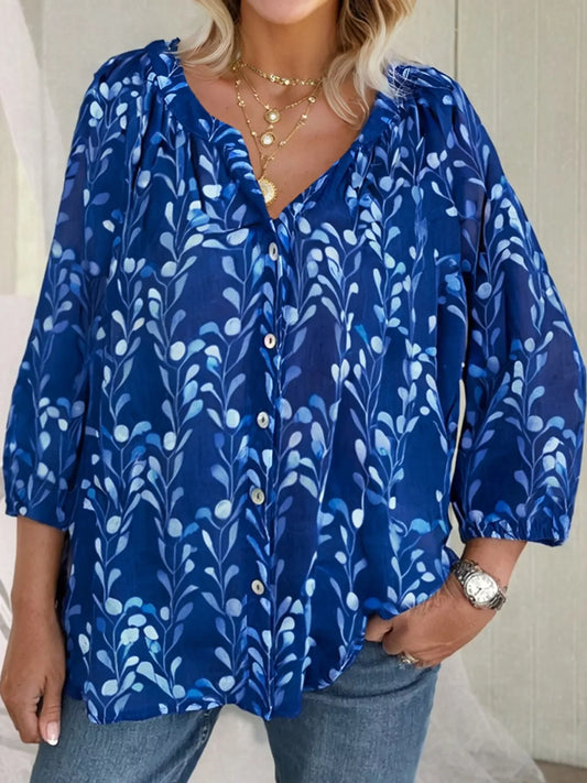 Botanical Print Button Up Shirt