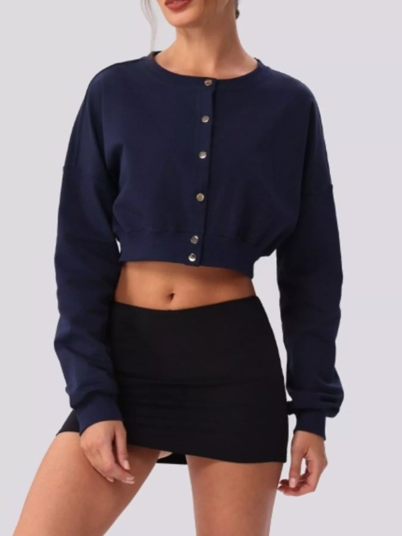Cropped Button-Down Active Cardigan