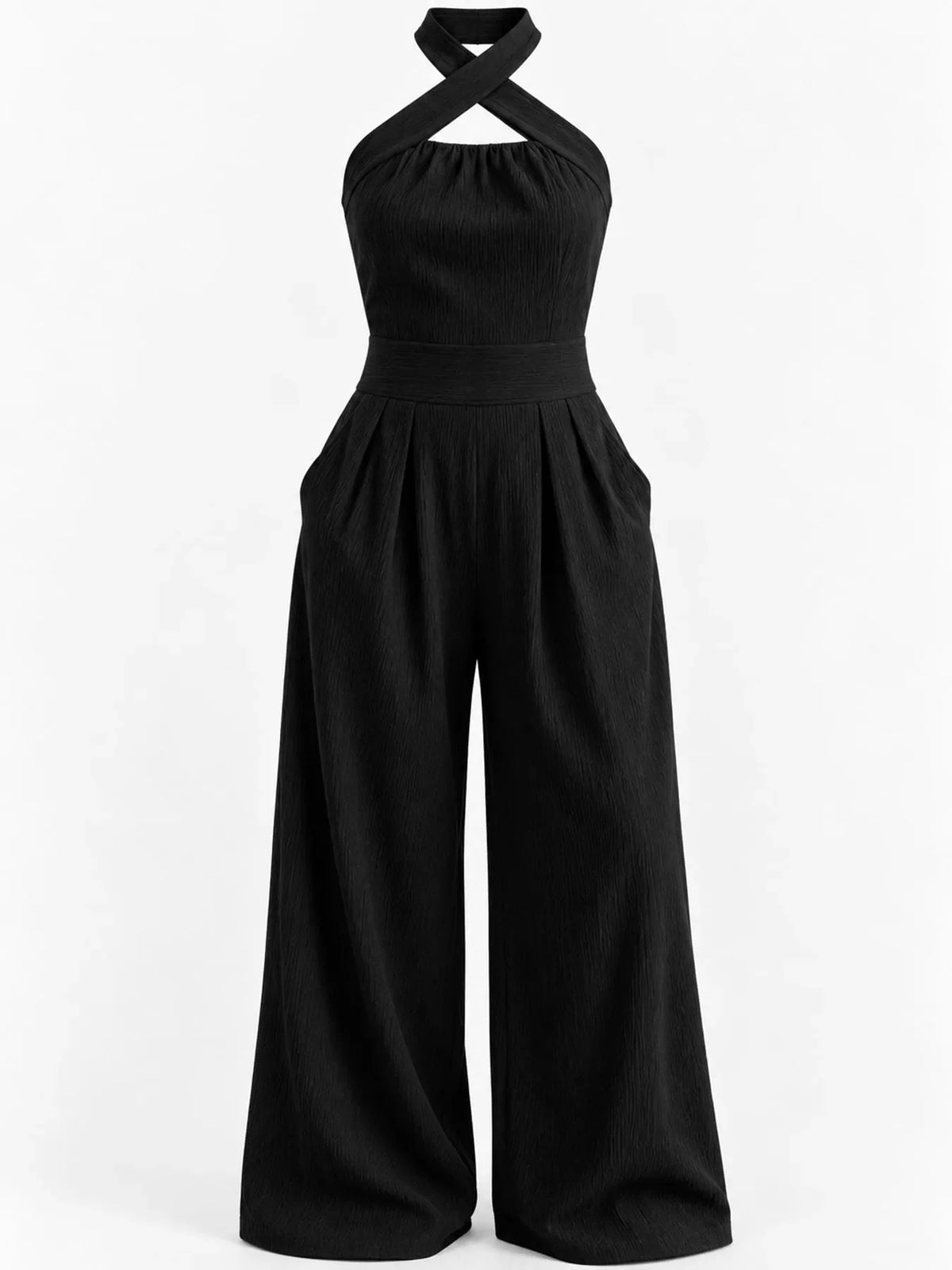Full Size Halter Neck Wide-Leg Jumpsuit Plus Size