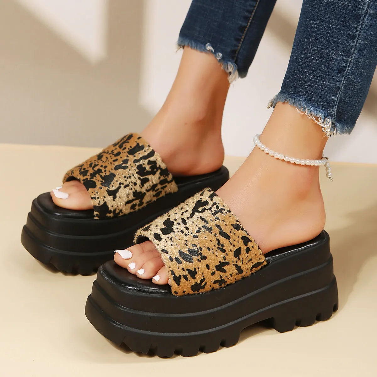 Open Toe Platform Slide Sandals