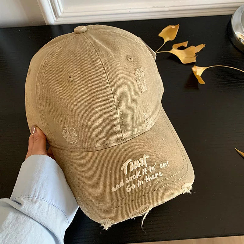 Distressed Embroidered Baseball Cap
