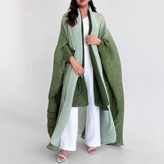 Chic Pleated Ombre Batwing Open Abaya (MOA120）
