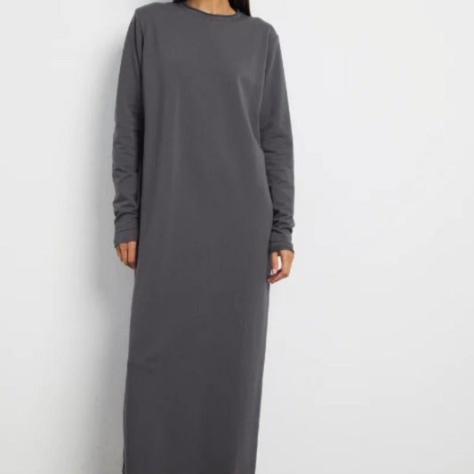 Classic Pullover Maxi Dress | Round Neck Long Sleeve Solid Color Dress(MA317)