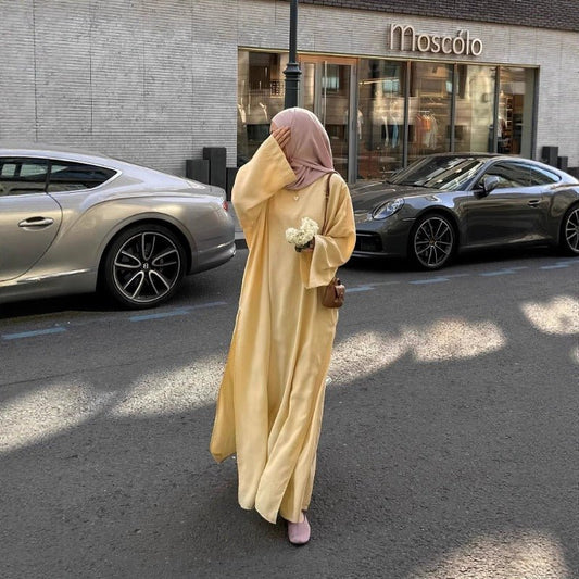 Comfortable Solid Color Abaya & Loose Pants Set | 2-Piece Casual Modest Abaya Outfit (MS136)