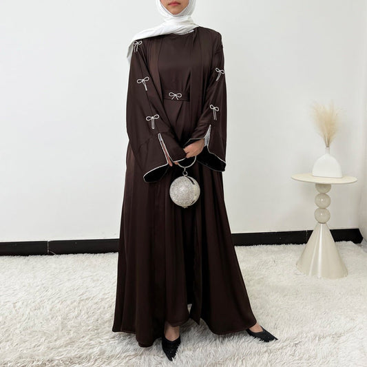 Crystal Bow Embellished Abaya 4-Piece Set(MOA253)