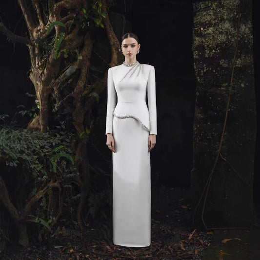 Crystal Embellished Evening Gown(MS313)