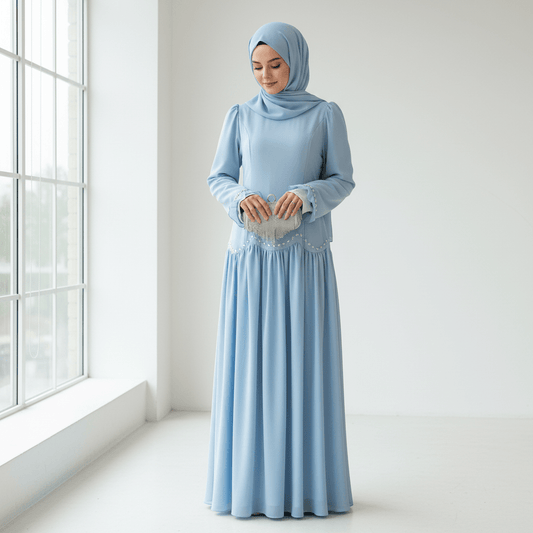 Crystal Waist Chain Dress with Ruffle Cuffs(MS306)