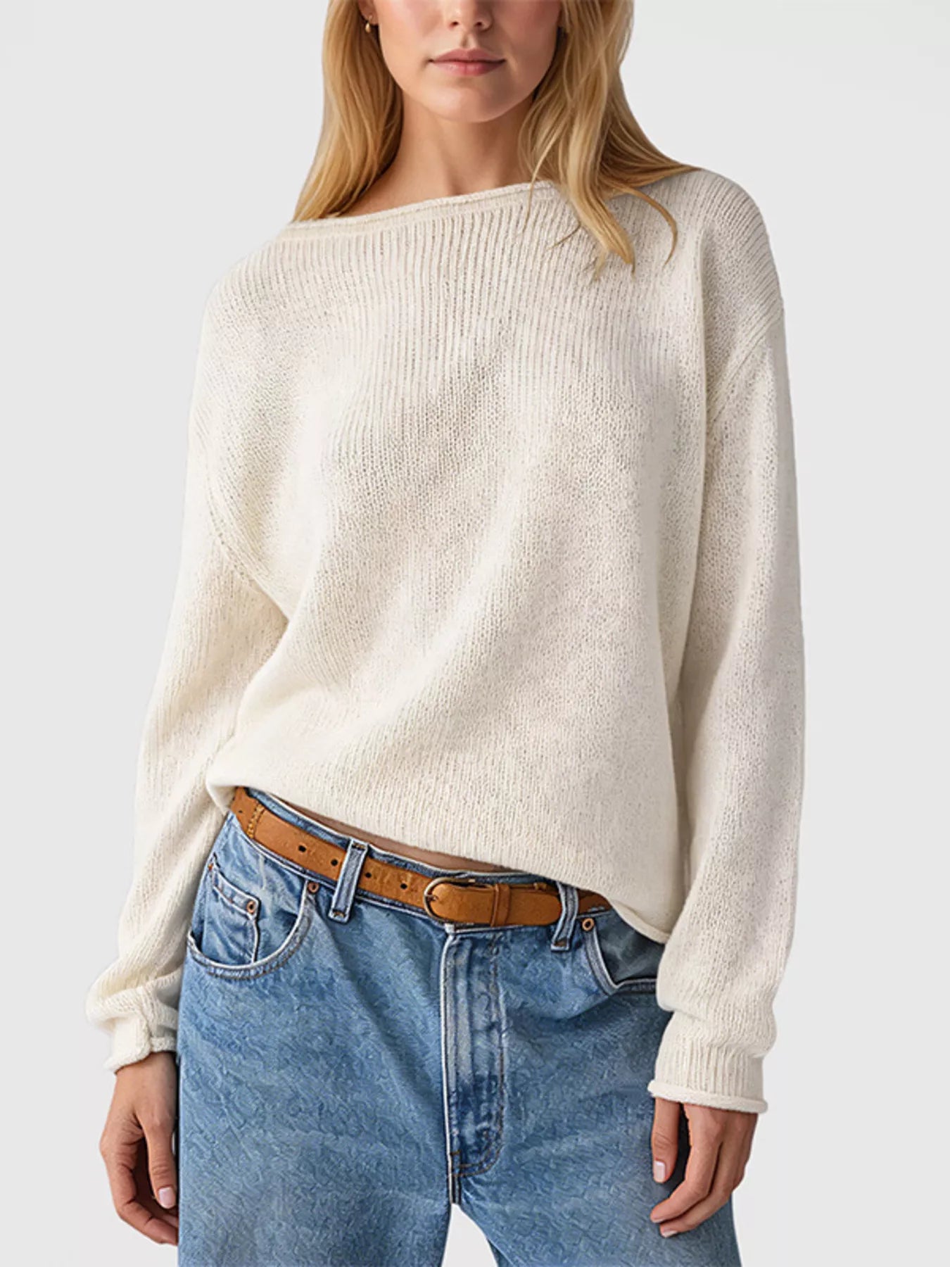 Casual Striped Boat Neck Sweater