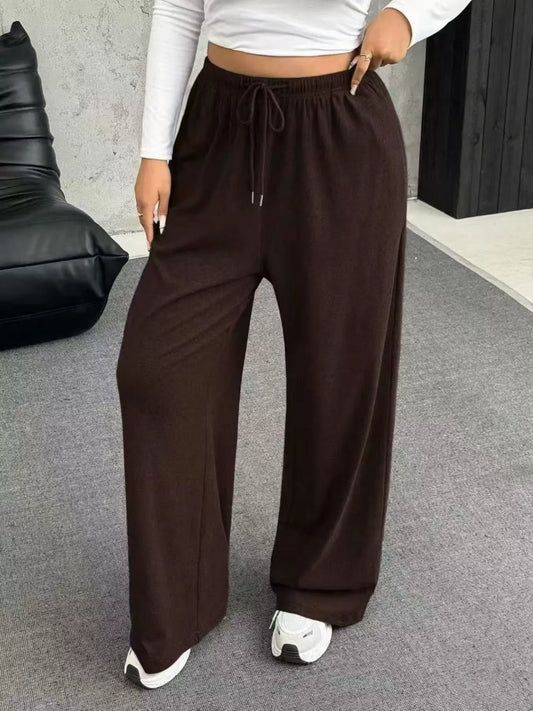 Full Size Drawstring Wide Leg Pants Plus Size