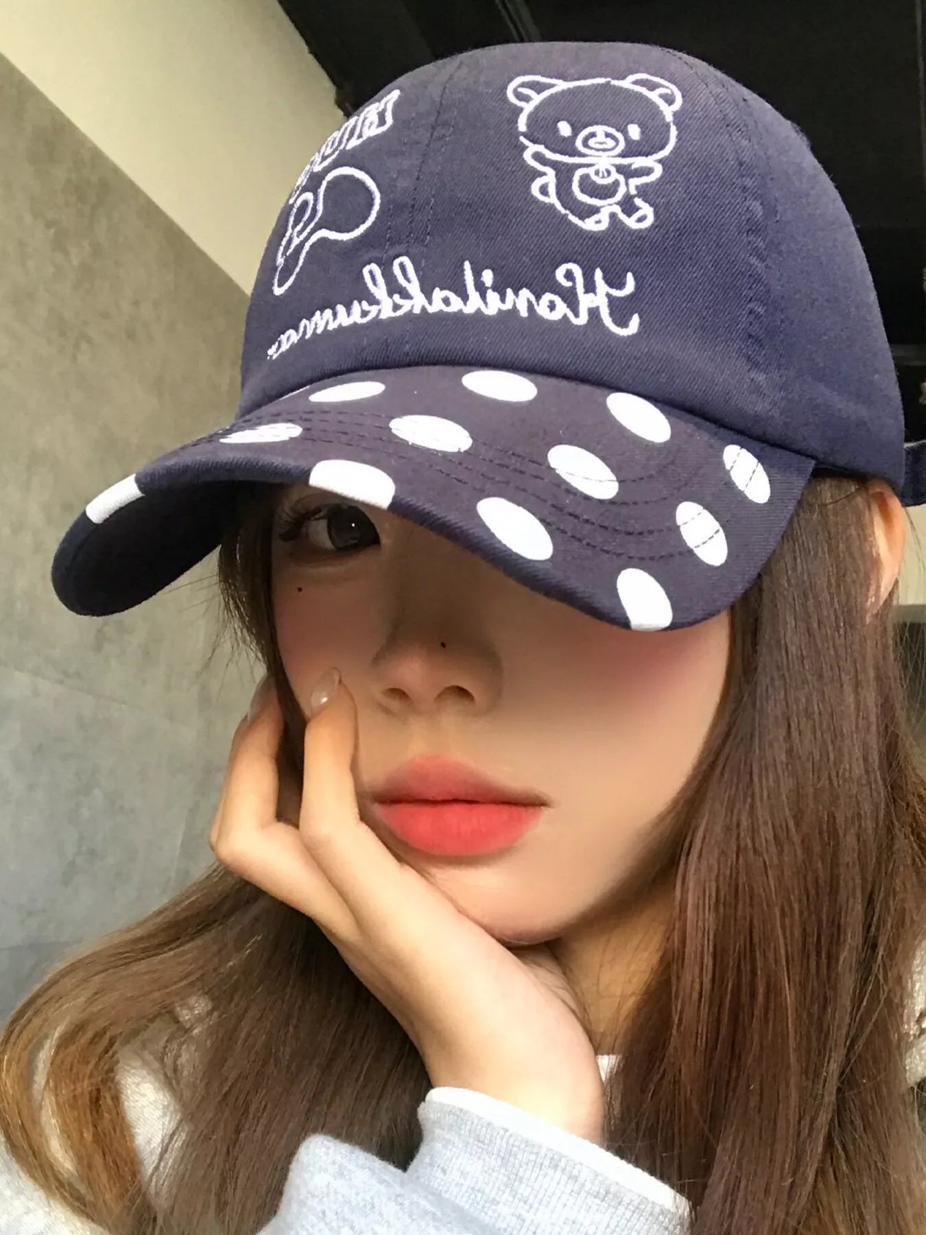 Polka Dot Embroidered Baseball Cap