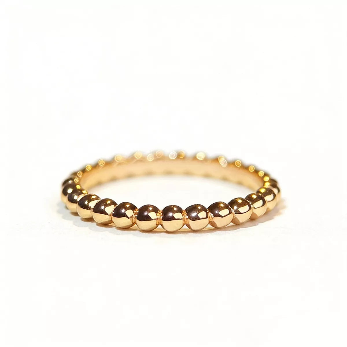18K Gold-Plated 925 Sterling Silver Bead Ring